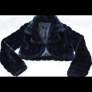 Black faux fur coat